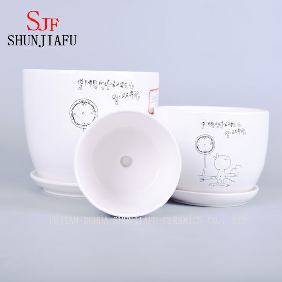 Plantadores cerâmicos do coelho simples do estilo, vasos de flores redondos