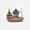 Suportes da vara verde Ganesha Backflow Queimador de Incenso Elefante Deus Emblema Auspicioso e vaso de vidro Sucesso Cone de cerâmica Incensário Decoração da sua casa