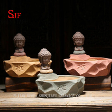 Vaso de cerâmica artesanal para casa / jardim pequeno monge