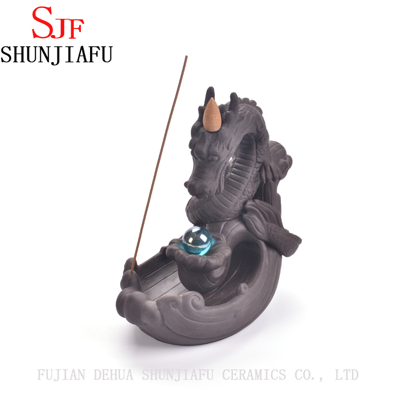 Queimador de Incenso de Retorno de Drag&atilde;o de Cer&acirc;mica