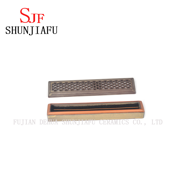 Caixa Inserida Suporte Incenso Cer&acirc;mico Quatro Cores