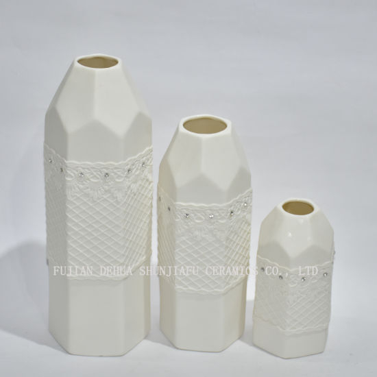 Vaso de flor moderno cerâmico branco do jarro da água do estilo / suporte decorativo do ramalhete