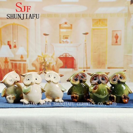 Ornamento animal Porcelana Decoração Coruja Artesanato Cerâmico