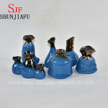 Vaso de flores de cerâmica para decoração de casa acabamento com água vitrificada (azul)