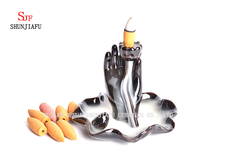 Decora&ccedil;&atilde;o de Ceramic Home Craft Smoke Backflow IncenseBurner