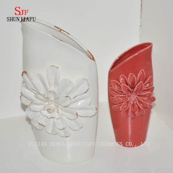 Vaso decorativo cerâmico esbranquiçado do projeto bonito / potenciômetro plantador flor da planta