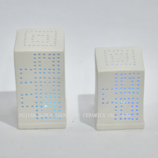 Escolha moderna da forma da arquitetura, velas votivas sem chama multicoloridas do diodo emissor de luz com interruptor de botão / cerâmico