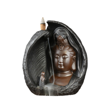 Decoração de Mobiliário de casa Cerâmica Preto Ouro Preto incensário guanyin Buda estátua Artesanato Presentes