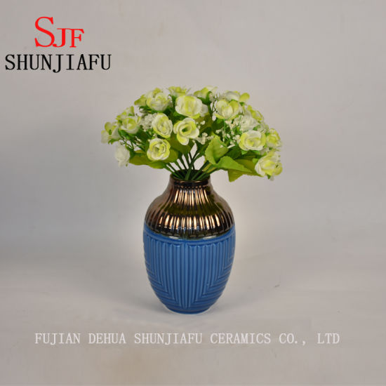 Vaso de flores pequeno em cerâmica estilo high-end para decoração de casa (azul)