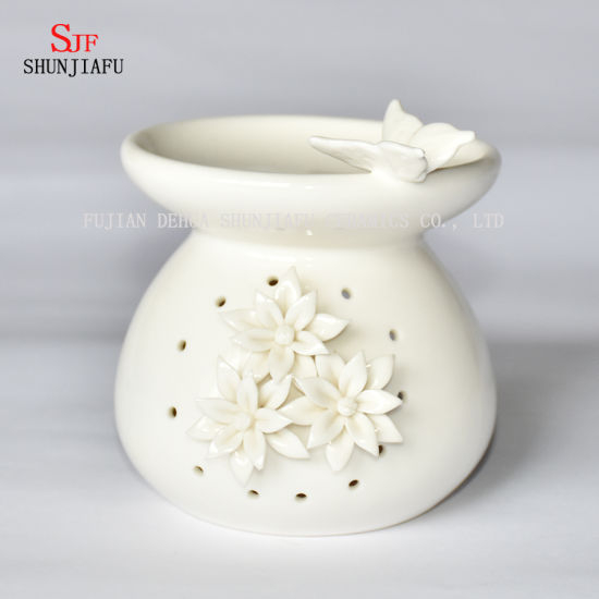 Suporte de Tealight do aquecedor de óleo cerâmico branco da lâmpada do aroma