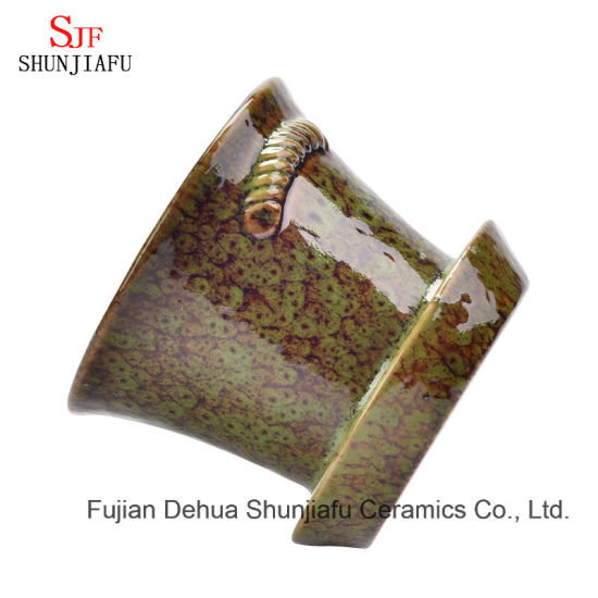 Conjunto de plantador de esmalte de fluxo cerâmico de esmalte cerâmico plantador de vaso suculento