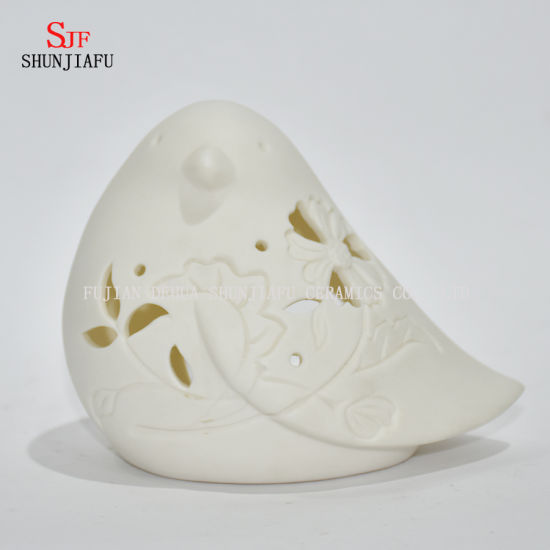 Bonito pássaro forma cerâmica design chá luz tempestade lanterna - suporte de vela / presente de natal