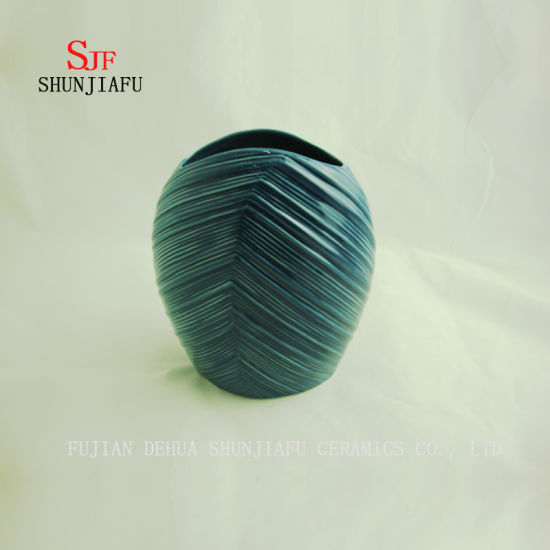 Conjunto de vaso de cerâmica de linhas de água azul, 2 tamanhos / B