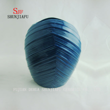 Vaso de cerâmica de linhas de água azul, 2 tamanhos / a