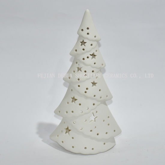 Castiçal de cerâmica branca da árvore de Natal / presente de Natal / presente de Natal