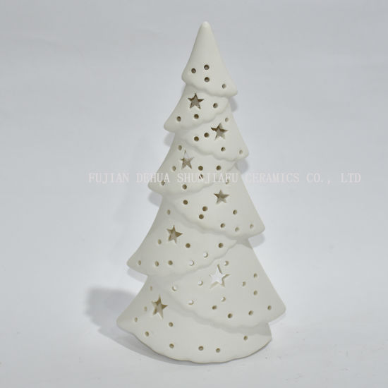Castiçal de cerâmica branca da árvore de Natal / presente de Natal / presente de Natal