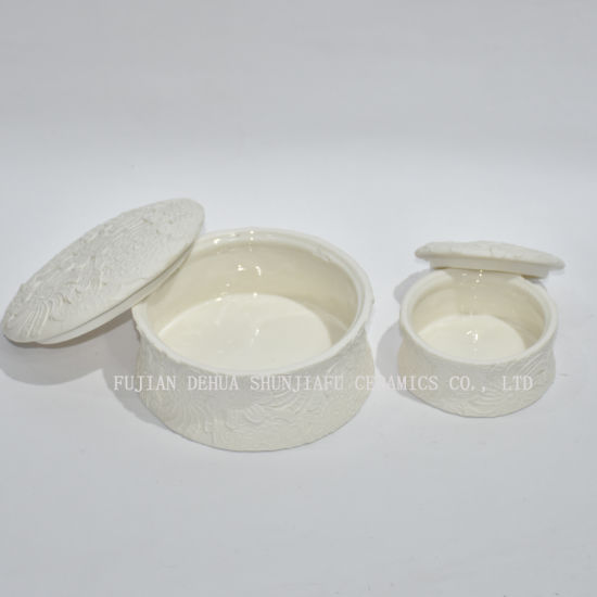 Suporte arredondado aumentado decorativo branco da jóia da parte superior cerâmica / cômoda