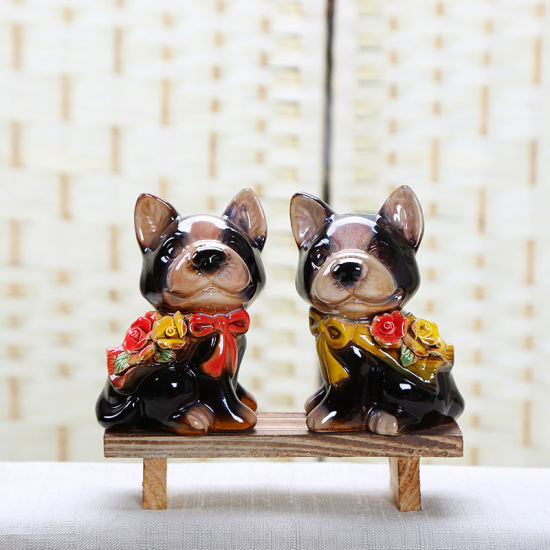Decoração para casa criativa Mobiliário para cães Ornamento Cerâmica (Preto)