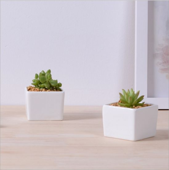 Vaso de cerâmica quadrado branco moda criativa