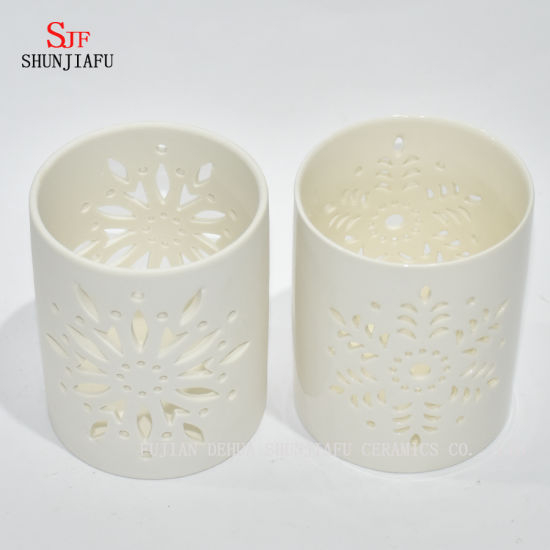Castiçal de cerâmica Tealight Castiçal Castiçal para luzes de chá esculpidas por máquina / a