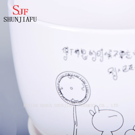 Plantadores cerâmicos do coelho simples do estilo, vasos de flores redondos