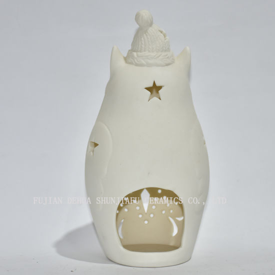 Novo design, uma coruja com um chapéu de Natal / suporte de vela / presente de Charistmas