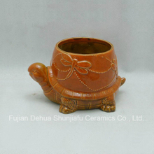 Vaso de cerâmica tipo tartaruga pequena para decotação
