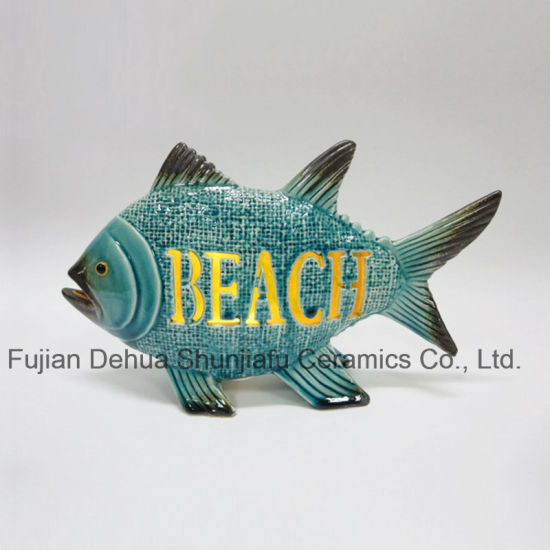 Decoração de casa em forma de peixe de mar profundo em cerâmica LED