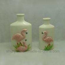 Flamingos Pantter Vaso Cerâmica Vitrificada