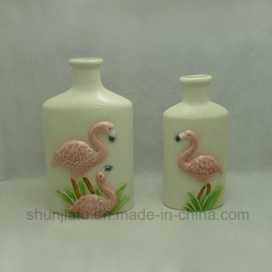 Flamingos Pantter Vaso Cerâmica Vitrificada