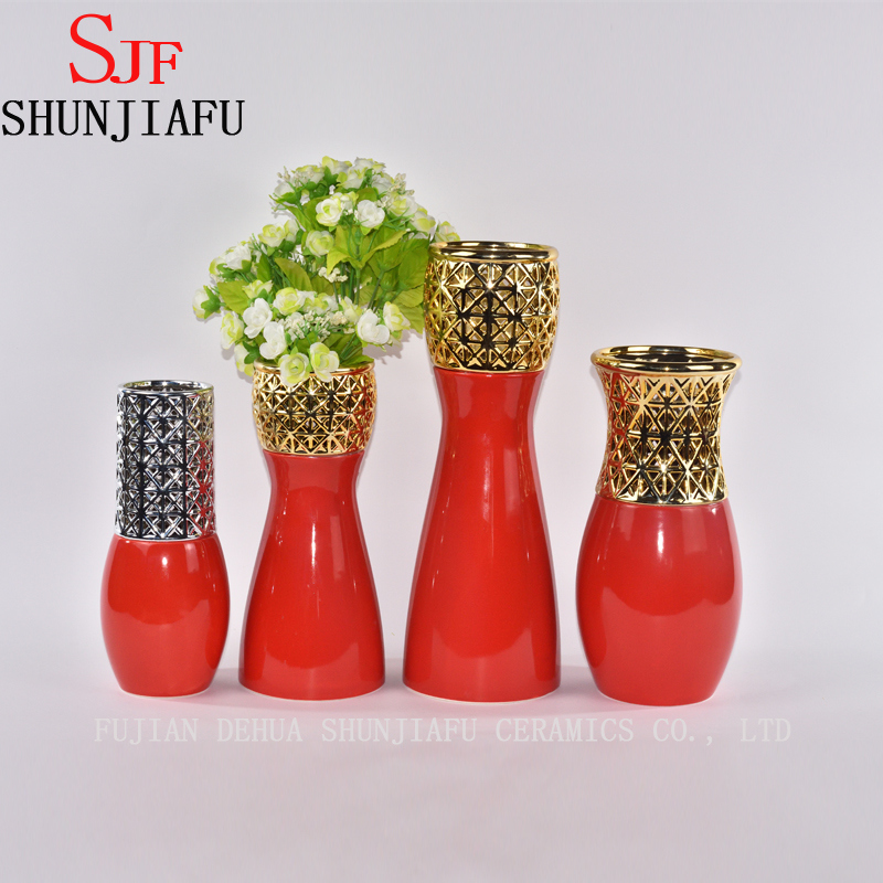 Morden Style Pequeno Vaso de Cer&acirc;mica para Decora&ccedil;&atilde;o de Casa (Vermelho)