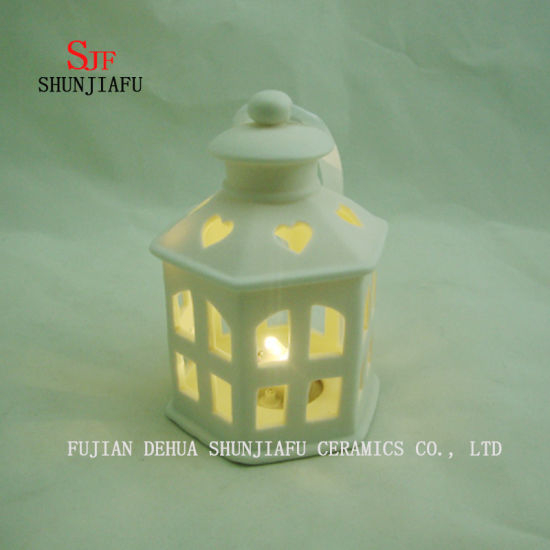 Decoração da casa do castiçal do Feliz Natal, castiçal cerâmico