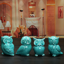 Mini-coruja cerâmica estatuetas estátuas casa presente prateleira de mesa