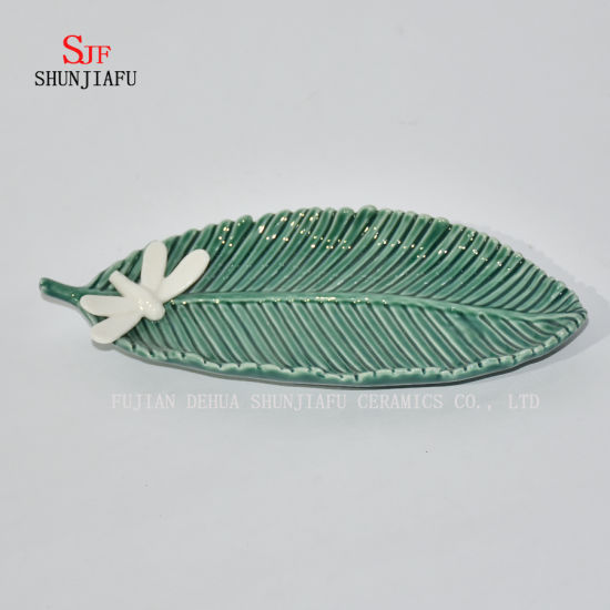 Pratos de tempero cerâmico Pratos de aperitivo, Pires de porcelana multicoloridos Tigela Louça (formato de folha)