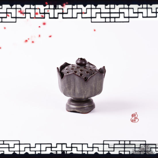 Queimador de incenso de base de lótus de elegância cerâmica