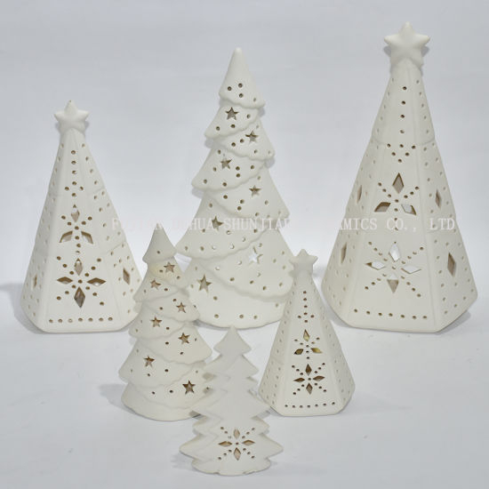 Castiçal de cerâmica branca da árvore de Natal / presente de Natal / presente de Natal
