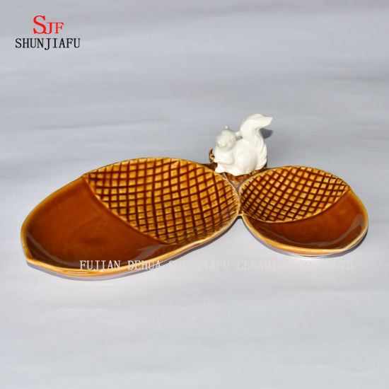 Pinhas duplas criativas e placa de tempero cerâmica de pássaro bonito / B