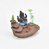 Titulares da vara azul Ganesha Backflow Queimador de Incenso Elefante Deus Emblema Auspicioso e vaso de vidro Sucesso Cone de cerâmica Incensário Decoração da sua casa
