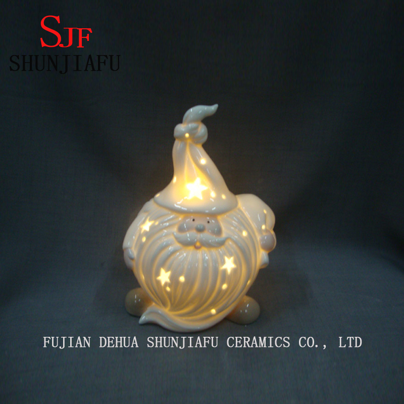 Chama cer&acirc;mica do diodo emissor de luz do casti&ccedil;al de Papai Noel para a decora&ccedil;&atilde;o da casa / Natal