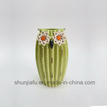Tipo vaso de cacto verde de decoração de cerâmica