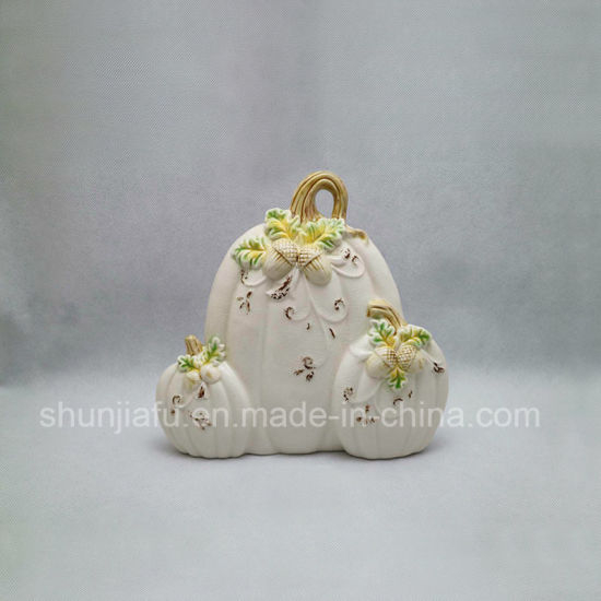 Forma de frutas de cerâmica com flores para decoração de casa
