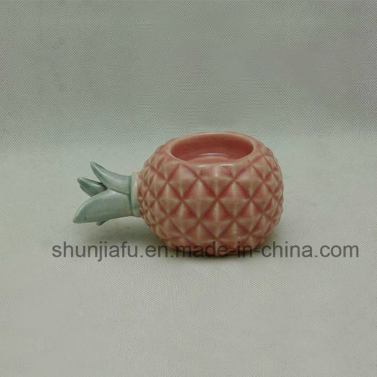 Decoração de casa de suporte de vela de abacaxi de cerâmica