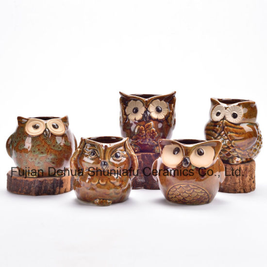 5 Design De Cerâmica Dos Desenhos Animados De Cerâmica Coruja Porcelana Animal Vaso De Flores / C