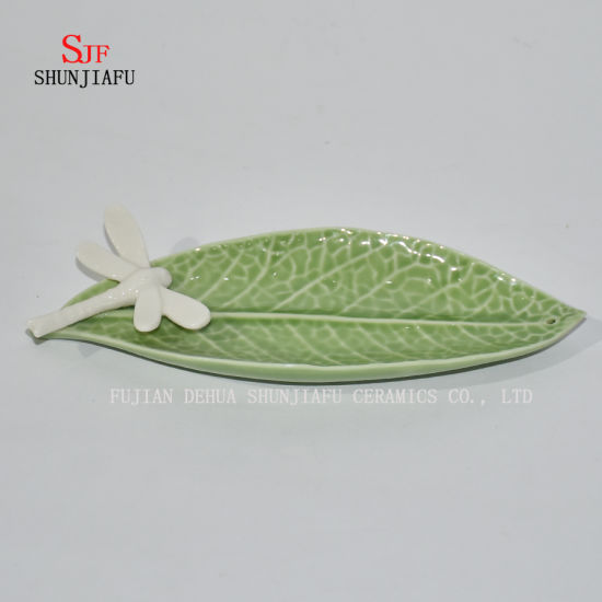 Pratos de tempero cerâmico Pratos de aperitivo, Pires de porcelana multicoloridos Tigela Louça (formato de folha)