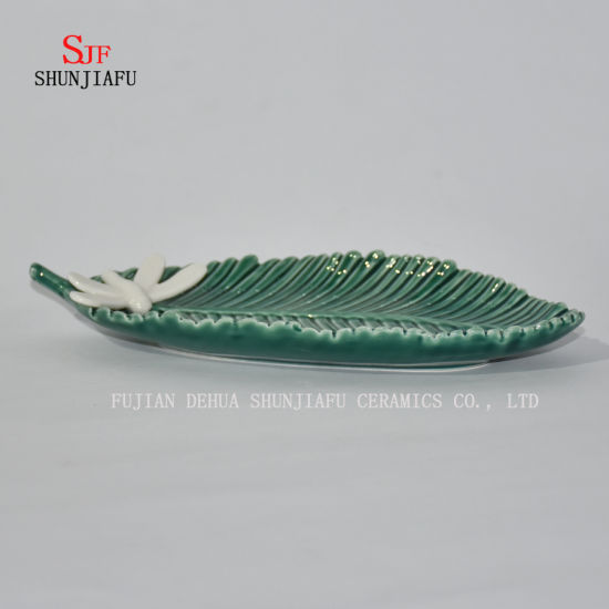 Pratos de tempero cerâmico Pratos de aperitivo, Pires de porcelana multicoloridos Tigela Louça (formato de folha)