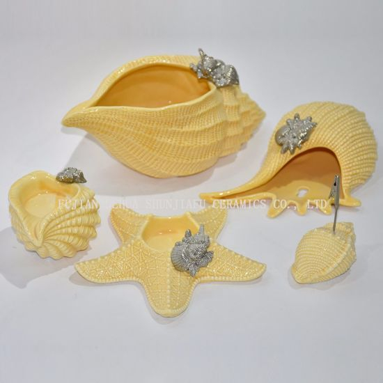 Decoração da série do mar, Suporte de vela de cerâmica, Pasta de cartão de nome, Caixa de armazenamento / Decoração de casa / Presente de Natal