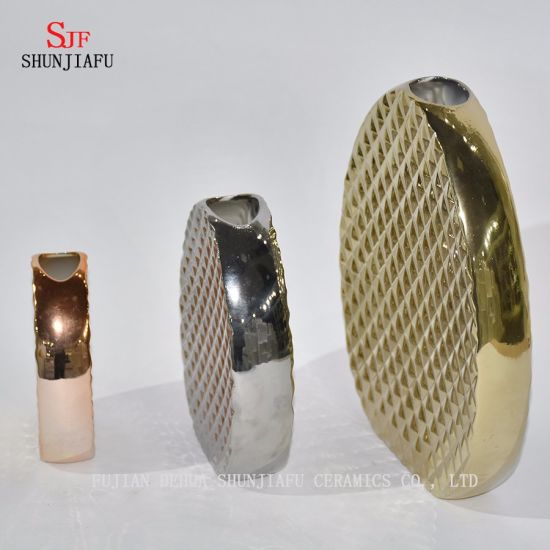 Cerâmica galvanizada do vaso de flor falso, vaso de flor de Ikebana