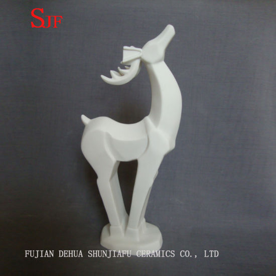 Decoração de cerâmica branca Animais Estatueta Milu Deers Esculturas de porcelana Renas Artesanato Natal