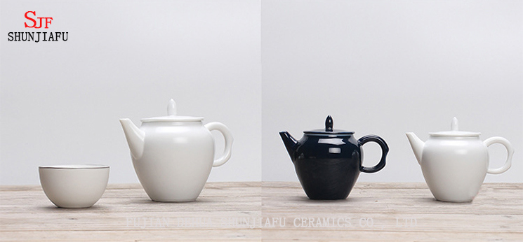 Cl&aacute;ssico branco 6 x&iacute;caras de bule de cer&acirc;mica para decora&ccedil;&atilde;o