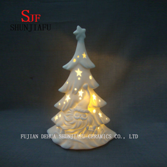 Árvore de Natal em cerâmica - Mini árvore iluminada por LED